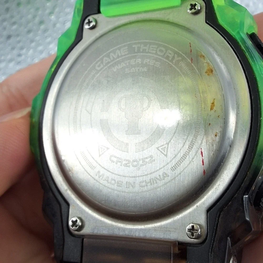 Game Theory Radioactive Digital Watch Neon Green Translucent Chronograph Box Tin